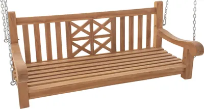 Produktbild von CLP Schaukelbank Farm Teakholz wetterfest mit Befestigungsmaterial teak 150 cm