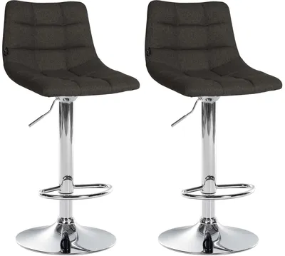 Produktbild von CLP 2er Set Barhocker Jerry Stoff höhenverstellbar und 360 drehbar dunkelgrau Gestell Farbe chrom