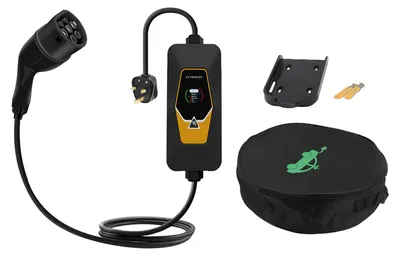 Produktbild von Tragbares Ladegerät für Elektrofahrzeuge Typ 2, 5 m Kabel, 3,5 kW Ladeleistung, einstellbarer Strom, UK-Stecker (6 A/ 8 A/ 10 A/ 13 A einstellbar)