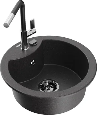 Produktbild von Mexen Diego 1-Becken-Granitspüle mit Mischbatterie Flora, Schwarz gesprenkelt - 6512-76-670401-07-B