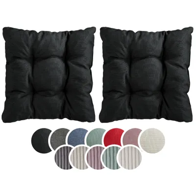 Produktbild von sleepling – 2er Set Stuhlkissen, Sitzkissen, weicher Möbelstoff, 38 x 38 cm, 7 cm, schwarz