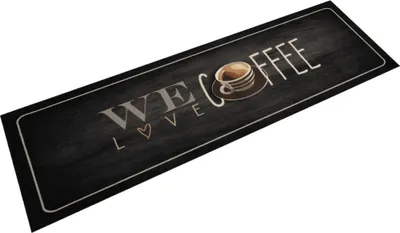 Obrázok produktu pre Kuchynský koberec, prateľný, nápis Coffee 45x150 cm, zamat
