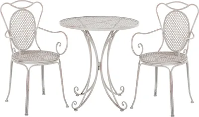Produktbild von BELIANI Bistroset grau Metall 2er Balkon Terrasse Garten romantisch