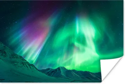 Produktbild von MuchoWow® Poster Nordlichter - Alaska - Berge 30x20 cm - Plakate - Print