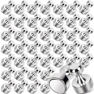 Imagen del producto de 45 imanes decorativos plateados, de alta potencia, ideales para superficies magnéticas, pizarras blancas, cocinas, decoración de oficinas y escritorios