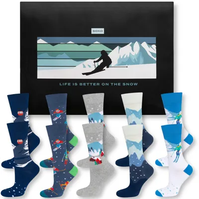 Produktbild von 5 Paar Herren-Socken mit Winterspor-motiv Gr. 40-45 von SOXO - Geschenkset für Männer