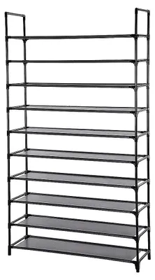 Produktbild von Schuhschrank - Schuhregal - 10 Ebenen - Metallrahmen - ABS-Kunststoff - 100 x 29 cm - Schwarz