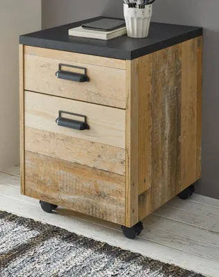 Produktbild von Rollcontainer "Stove" Used Wood hell anthrazit Schreibtisch Container mit Soft-Close 47 x 60 cm