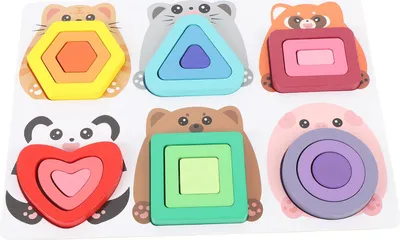 Image de Puzzles en bois, motifs d'animaux, plaques géométriques, puzzles éducatifs interactifs préscolaires