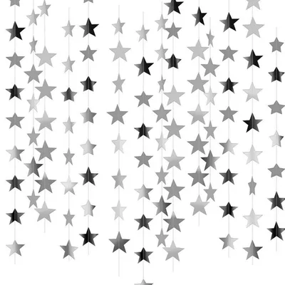 Produktbild von Sternengirlande Silber 20m Glitzer Papiersterne für Geburtstage & Partys