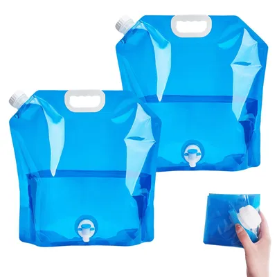 Imagen del producto de Bidón plegable para agua, 10 litros, juego de 2 unidades, sin BPA, ideal para camping