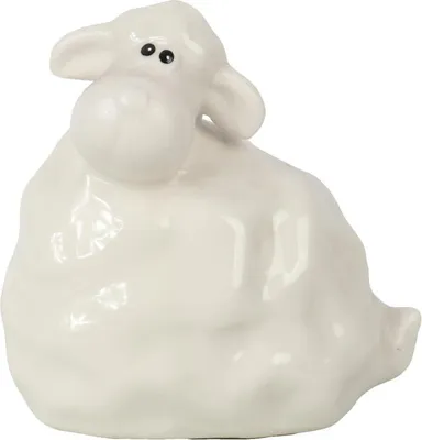Zdjęcie produktu dla Figurka ceramicznego baranka wielkanocnego białego