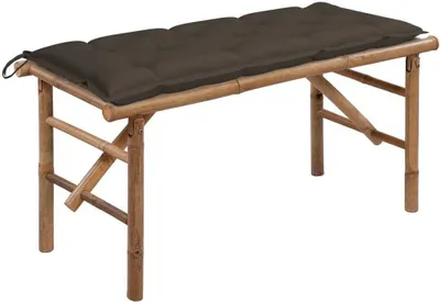 Image de Banc de jardin pliable avec coussin 118 cm Bambou