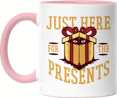 Produktbild von Just here for the presents Tasse rosa Weihnachten Geschenkidee lustige Tasse mit Motiv Christmas Party