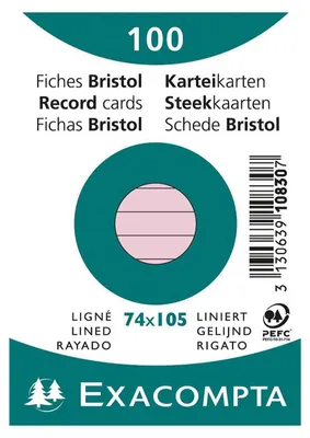 Produktbild von Exacompta Karteikarte 10830SE DIN A7 liniert rosa 100 St./Pack.