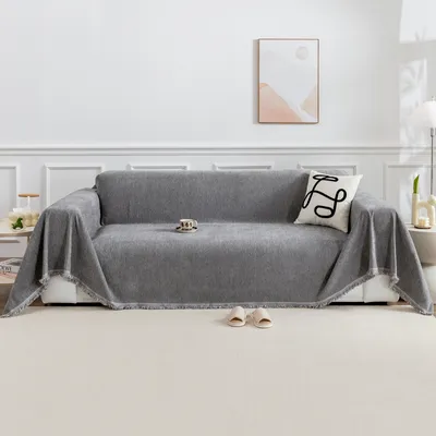 Produktbild von Sofa überzug,Chenille Tagesdecke,1 Stück Kuscheldecke Sofadecke,Hundedecke Sofabezug Blanket(180×180cm Grau)