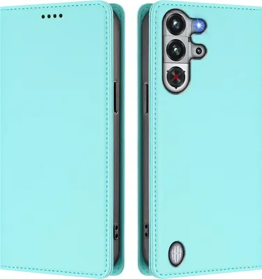 Produktbild von Handyhülle für ZTE nubia RedMagic 10 Pro, Kunstleder Klapphülle Stoßfeste Magnetische Hülle mit Ständer Türkis