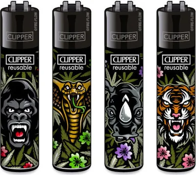 Produktbild von Clipper Reibrad Feuerzeuge Jungle Weed #2, 4 Stück