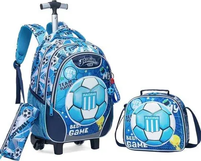 Productafbeelding van Rugzak met wielen voor kinderen, 17 inch, kinderkoffer voor jongens, trolley voor school