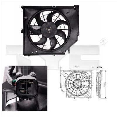 Produktbild von TYC 803-0005 Lüfter Motorkühlung Kühlerlüfter für BMW 3 Limousine (E46) Wasserkühler Ø415mm