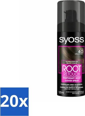 Produktbild von SYOSS - Ansatzspray Dunkelbraun - Schnelle Zwischenlösung für das Nachwachsen der Ansätze - Vorteilspack - 20 Stücke
