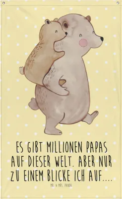 Produktbild von Mr. & Mrs. Panda Tapestry Papa Bär - Gelb Pastell - Geschenk, Wandtuch, Vater, Wandbild, Vatertag, Geburtstag, Wandteppich, Hängedeko, Wandbehang, Muttertag