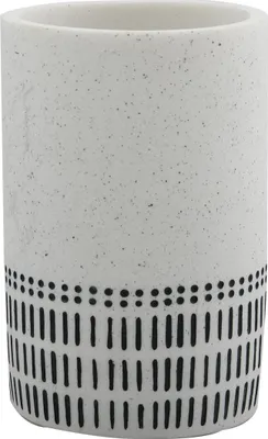 Produktbild von spirella® Zahnputzbecher „Yuma“, edler Zahnbürstenhalter für Zahnbürste und Zahnpasta aus hochwertigem Kunststoff, 7 x 7 x 11 cm, weiß/schwarz, Fassungsvermögen 300ml