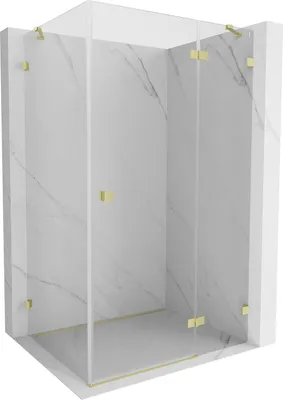 Produktbild von Mexen Lunar Duschkabine rechts 100 x 80 cm, transparent, gebürstetes Gold - 834-100-080-55-00-P