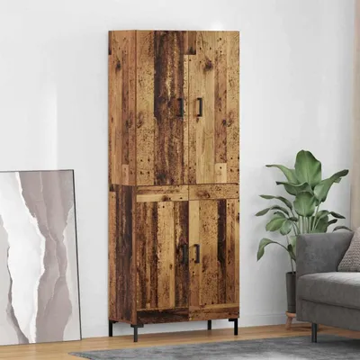 Image de vidaXL Highboard vieux bois 69,5 x 34 x 180 cm Bois composite