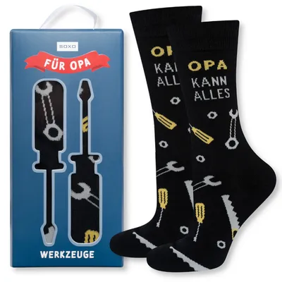 Produktbild von Herren Baumwollsocken Gr. 40-45 von SOXO – Geburtstagsgeschenk für Opa