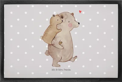 Produktbild von Mr. & Mrs. Panda fußmatte Papa Bär 50 x 75 cm - Grau Pastell - Geschenk, Schmutzfangmatte, Schmutzmatte, Vatertag, Geburtstag, hausmatte, Vater, Bodenvorleger, Muttertag