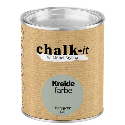 Produktbild von Kreidefarbe Chalk-it (31) Hazy Grey 0,125L Shaby Chic Möbel Holzlack Natur Vintage Möbellack