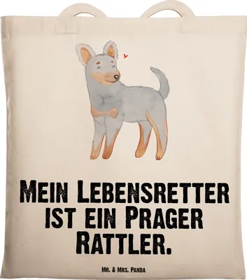 Produktbild von Mr. & Mrs. Panda Tote Bag Prager Rattler Lebensretter - Transparent - Geschenk, Jutebeutel, Einkaufstasche, Stoffbeutel, dokumententasche, Laptoptasche, Tasche, Pincher