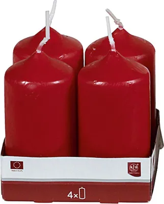 Produktbild von Stumpenkerze 8cm Ø4cm bordeaux 4 Pack