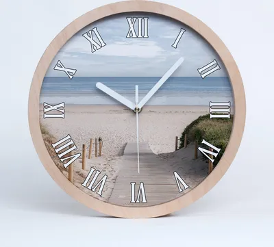 Produktbild von Holzuhr 20fi cm wanduhr - weiße Spitzen - Weg zum Strand