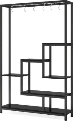 Produktbild von Famanu Pflanzenstand 5-stufig - Mit Haken für hängende Pflanzen - Schwarz