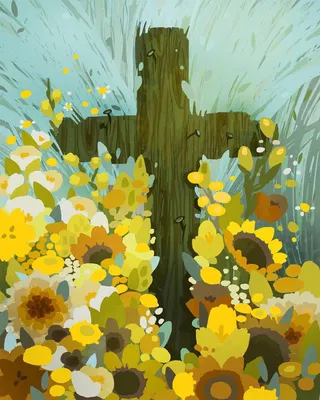 Produktbild von Malen nach Zahlen Christliches Blumenkreuz 40x50 cm
