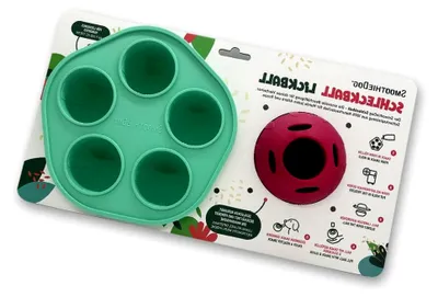 Produktbild von Schleckball Hundesmoothie 3 x Rind und 3 x Huhn - Snackball für Hunde, zur Beschäftigung, bpa-frei, robust, befüllbar, zum Einfrieren