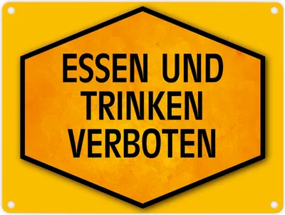 Produktbild von Essen und Trinken verboten Warn- und Hinweisschild in Gelb und Schwarz Hinweis