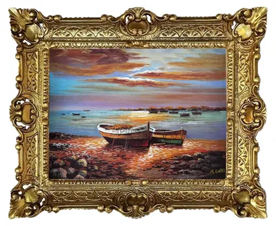 Obrázek produktu pro Elzusha - Starožitný zlatý rám, obraz ve stylu baroka, rozměry 22 x 18 palců