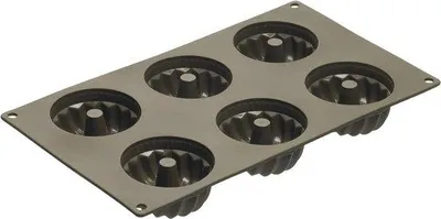 Produktbild von 6 Stück Silikon Backformen im Savarin-Design, flexibel und leicht zu reinigen