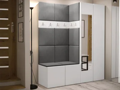 Obrázek produktu pro Stěna do předsíně s čalouněnými panely 42x42 SELAND 10 - bílá / tmavě šedá