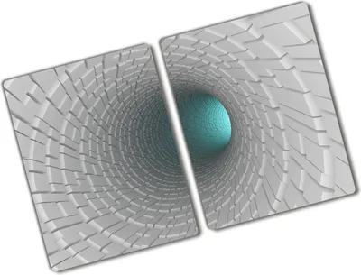 Produktbild von Tulup Glas Herdabdeckplatte - 2x40x52 cm - Glaskeramikkochfeld-Abdeckung Spritzschutz Glasabdeckplatte Kochplattenabdeckung und Schneidebrett - Zweiteilig - Kunst: modern & klassisch - 3D-Tunnel - Weiß