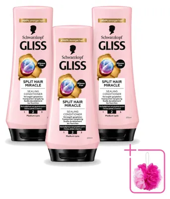 Obrázek produktu pro 3x kondicionér Gliss Hair Repair na regeneraci poškozených vlasů, 200 ml, balení – 3 kusy