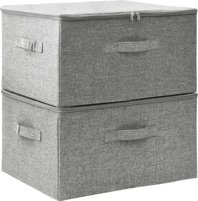 Immagine prodotto di vidaXL Scatole portaoggetti 2 pezzi in tessuto 43x34x23 cm Grigio