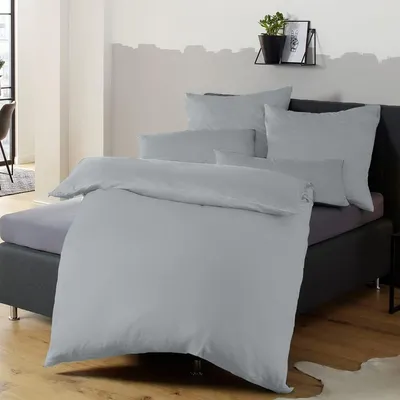 Zdjęcie produktu dla Zestaw pościeli z mikrofibry 155 x 220 cm szary z zamkiem błyskawicznym