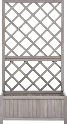 Obrázek produktu pro vidaXL Zahradní mříž s květinovým truhlíkem šedá 70x30x135 cm Jedlové dřevo