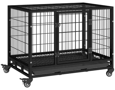 Immagine prodotto di PawHut Gabbia Box per Cani Cuccioli da Interno Esterno con Rotelle 92¡Á62¡Á75cm