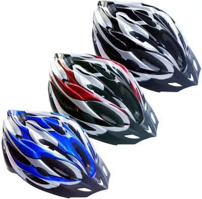 Produktbild von Blue Bird Fahrradhelm Radhelm Schutzhelm MTB Trekking Fahrrad Helm Kinder Erwachsene, Größe:53-57cm S/M, Farbe:silber/blau
