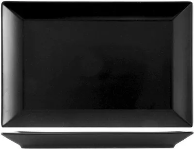 Image de Assiettes rectangulaires en grès, 30 x 20 cm, noires, lot de 6